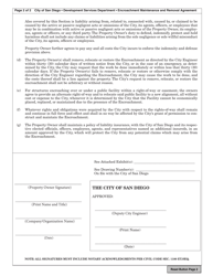 Form DS-3237 Encroachment Maintenance and Removal Agreement - City of San Diego, California, Page 2