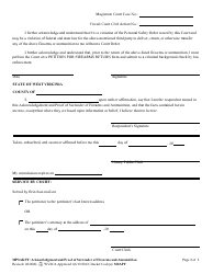 Acknowledgement and Proof of Surrender of Firearms and Ammunition - West Virginia, Page 2