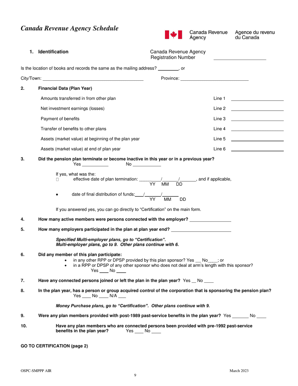 Simplified Money Purchase Pension Plan Annual Information Return - Manitoba, Canada, Page 9