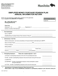 Document preview: Simplified Money Purchase Pension Plan Annual Information Return - Manitoba, Canada