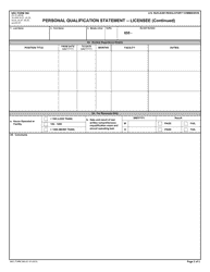 NRC Form 398 Personal Qualification Statement - Licensee, Page 2