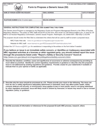 Document preview: NRC Form 833 Form to Propose a Generic Issue (Gi)