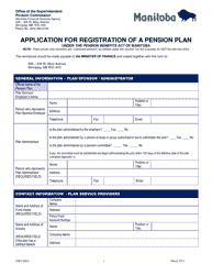Application for Registration of a Pension Plan - Manitoba, Canada