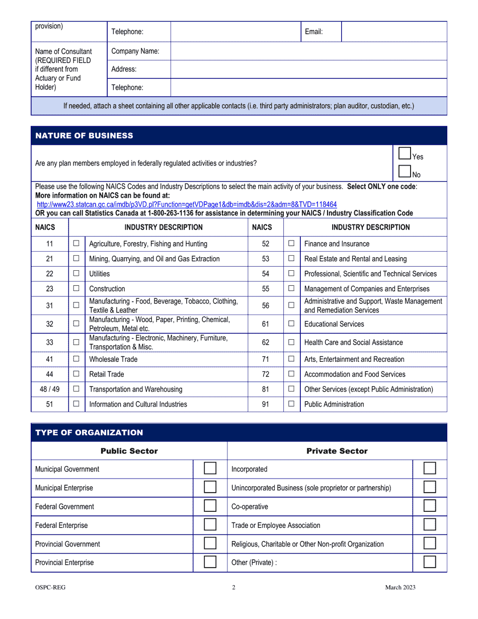 Application for Registration of a Pension Plan - Manitoba, Canada, Page 2