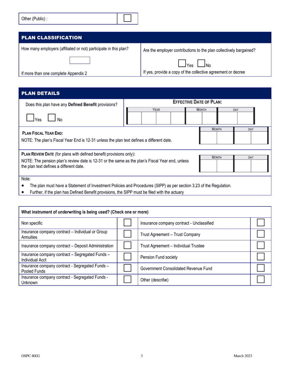 Application for Registration of a Pension Plan - Manitoba, Canada, Page 3