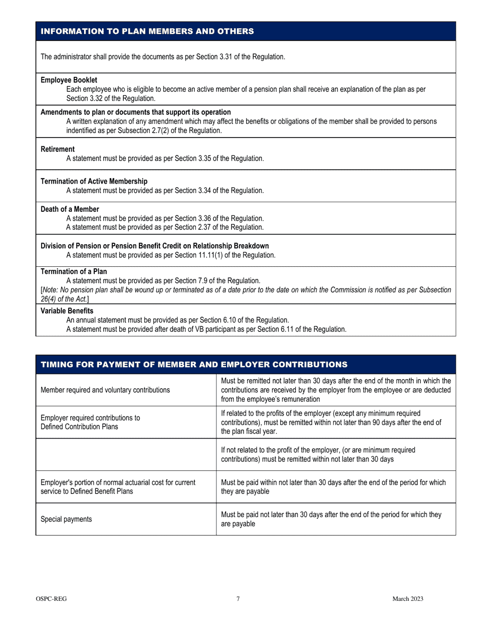 Application for Registration of a Pension Plan - Manitoba, Canada, Page 7