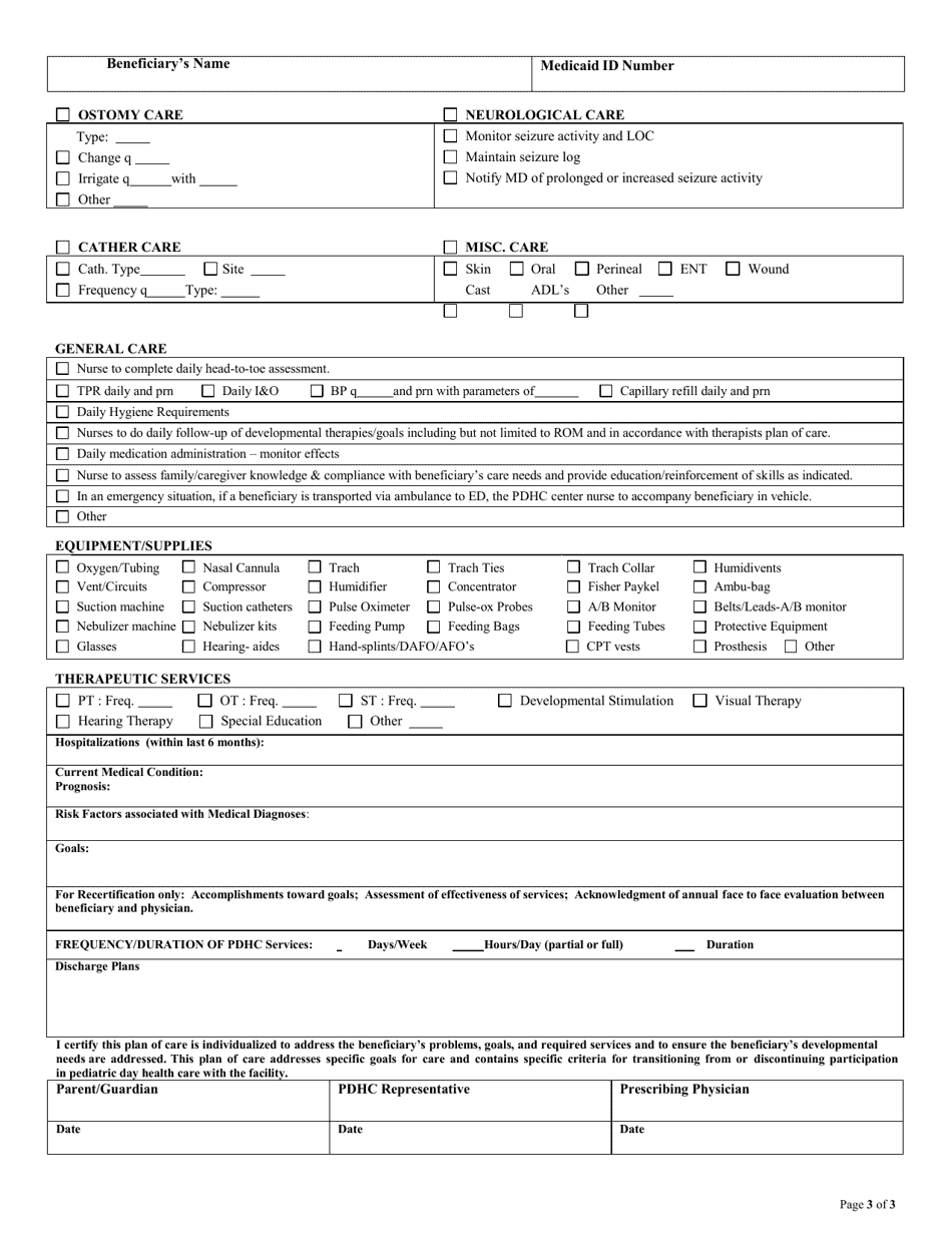 Physicians Order for Pdhc - Louisiana, Page 3