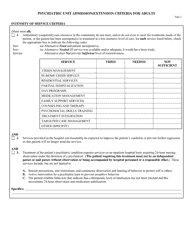 Psychiatric Unit Admission/Extension Criteria for Adults - Louisiana, Page 2