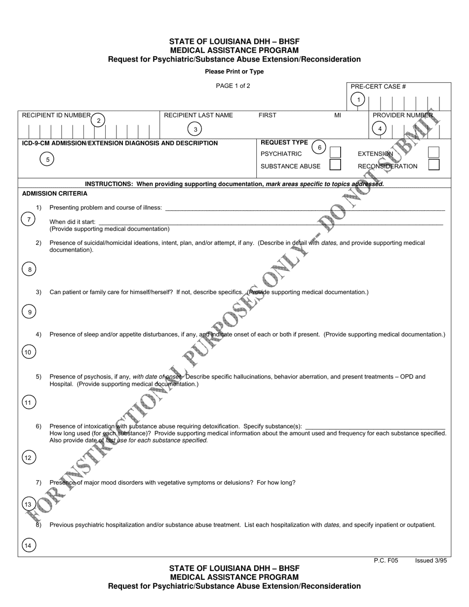 Request for Psychiatric / Substance Abuse Extension / Reconsideration - Louisiana, Page 2