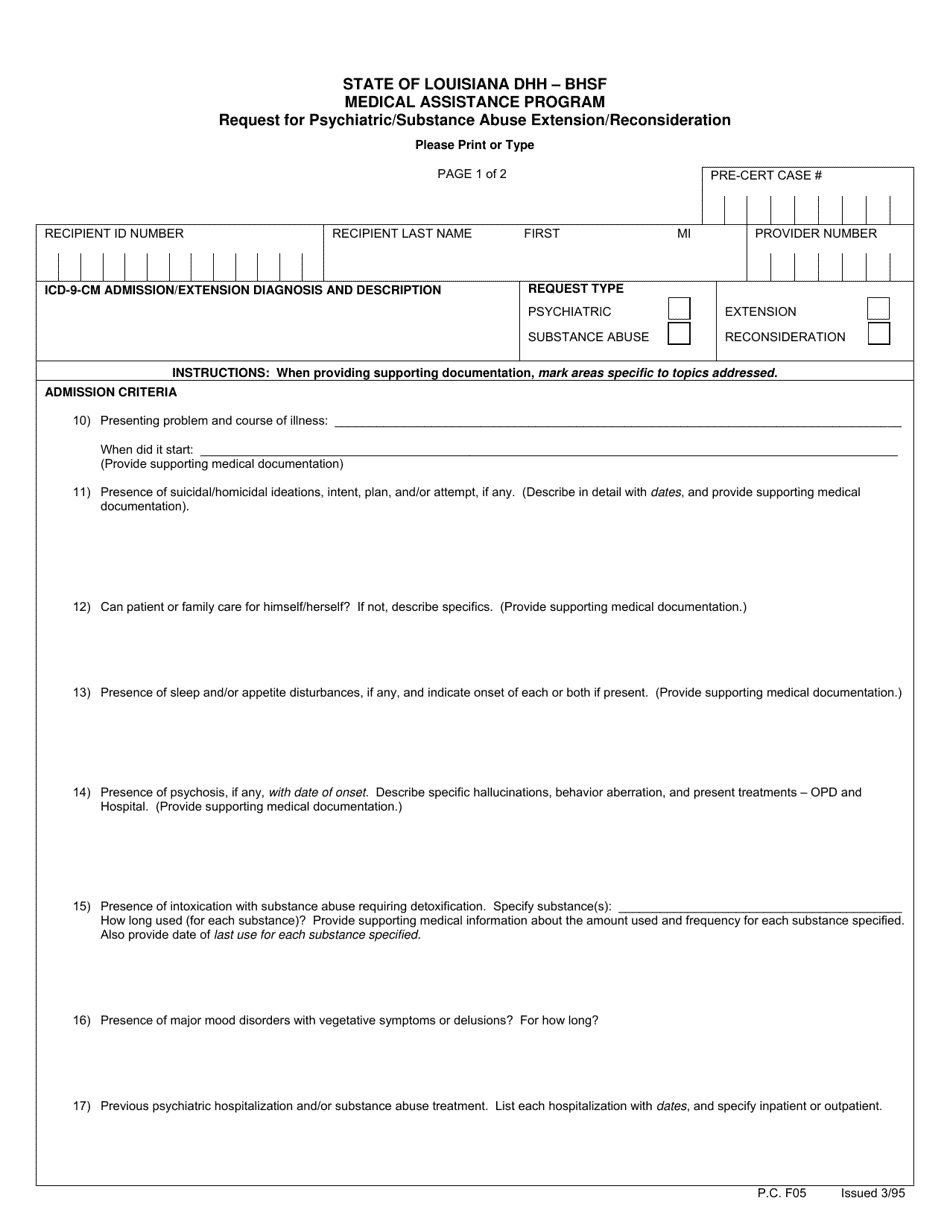 Request for Psychiatric / Substance Abuse Extension / Reconsideration - Louisiana, Page 4