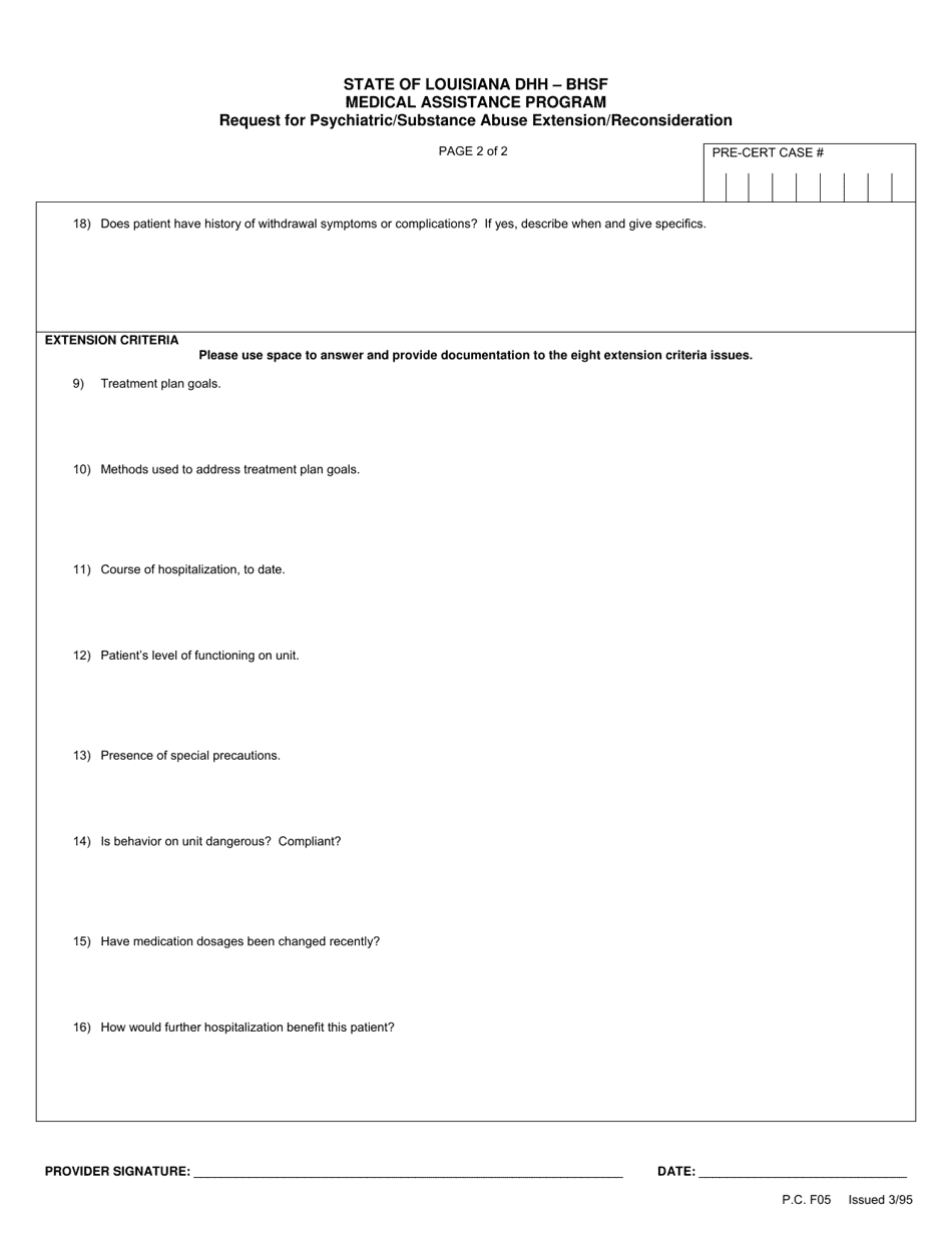 Request for Psychiatric / Substance Abuse Extension / Reconsideration - Louisiana, Page 5