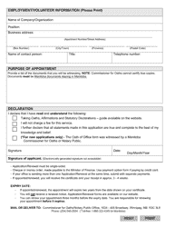 Commissioner for Oaths Application/Renewal - Manitoba, Canada, Page 2