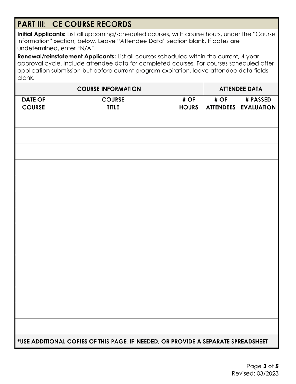 Continuing Education Provider Checklist - California, Page 3