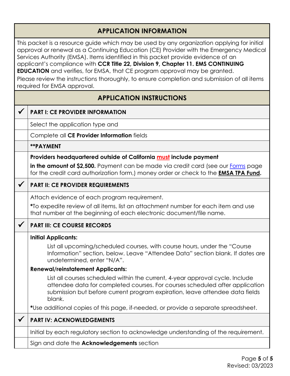 Continuing Education Provider Checklist - California, Page 5