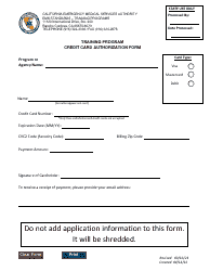 Document preview: Credit Card Authorization Form - Training Program - California