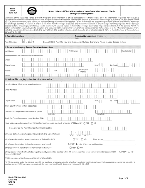 NPDES Form ILG62 (IL532-3043; WPC772)  Printable Pdf