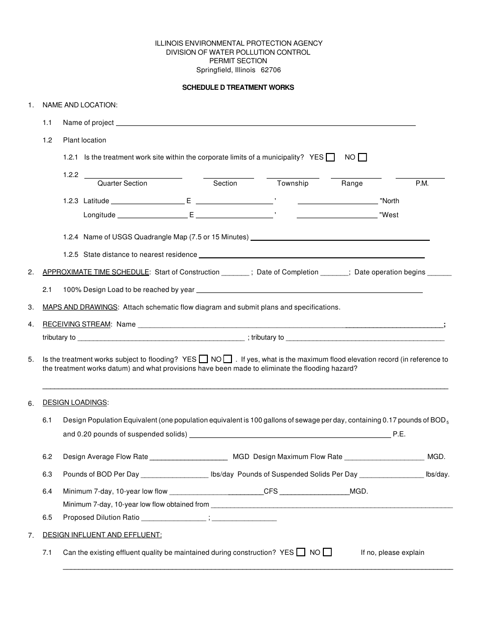 Form IL532-0014 (WPC154) Schedule D Treatment Works - Illinois, Page 2