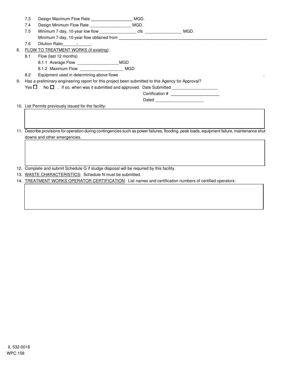 Form IL532-0018 (WPC158) Schedule J Industrial Treatment Works Construction or Pretreatment Works - Illinois, Page 4
