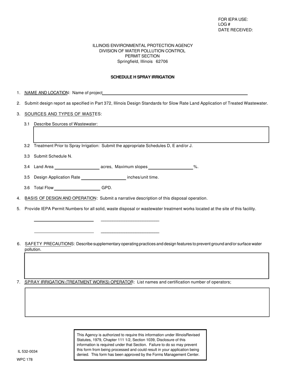 Form IL532-0034 (WPC178) Schedule H Spray Irrigation - Illinois, Page 3