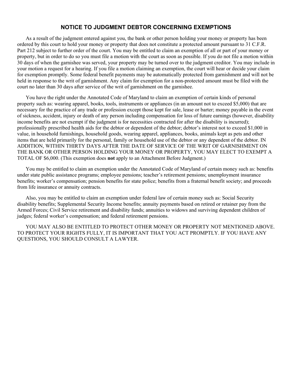 Form DC-CV-061 Garnishees Confession of Assets of Property Other Than Wages - Maryland, Page 2