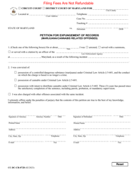 Document preview: Form CC-DC-CR-072D Petition for Expungement of Records (Marijuana/Cannabis Related Offenses) - Maryland