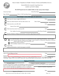 Document preview: Form GR-04 General Relief for Assisted Living Home Care Client Activity Form - Alaska