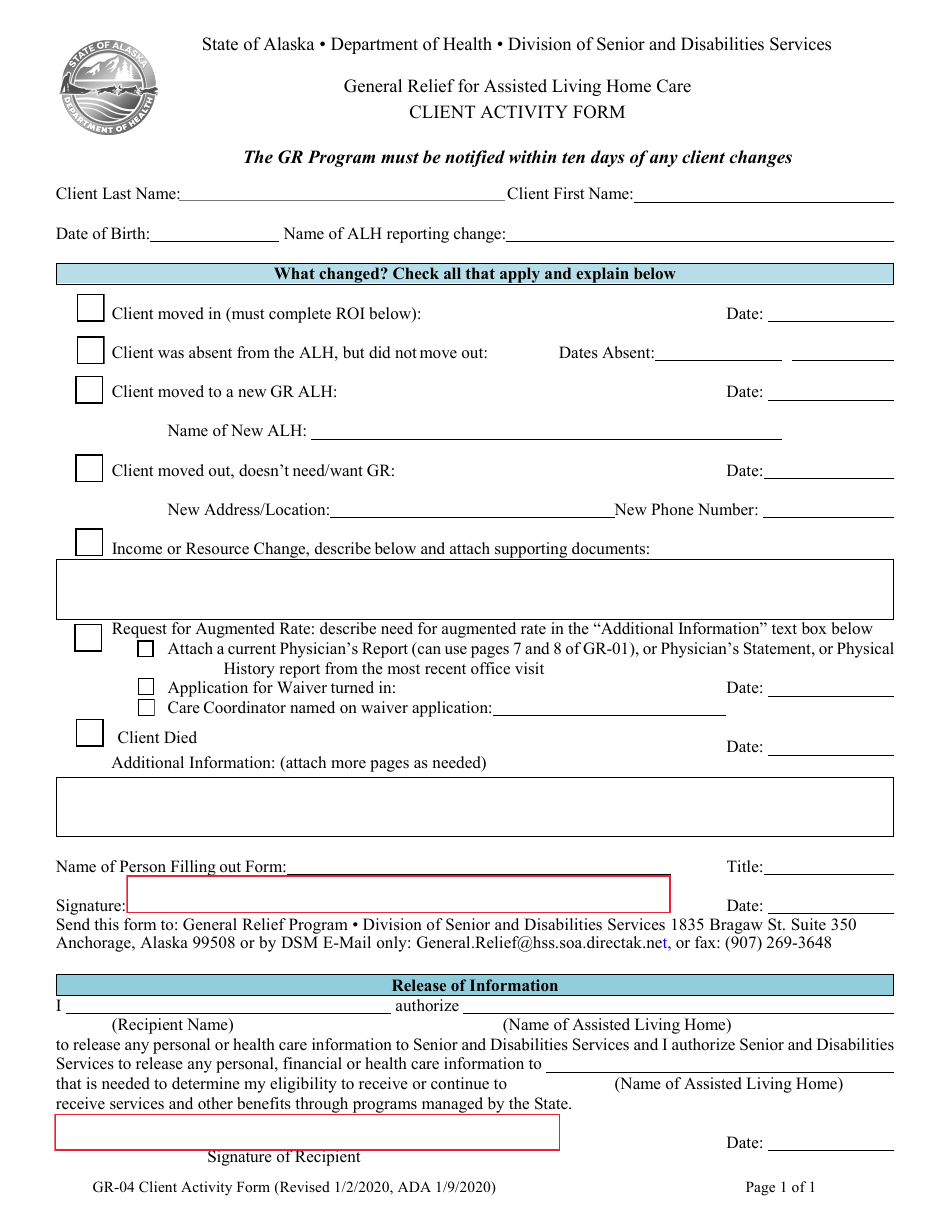 Form GR-04 - Fill Out, Sign Online and Download Fillable PDF, Alaska ...
