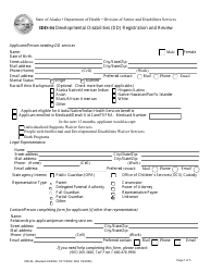 Document preview: Form IDD-04 Developmental Disabilities (DD) Registration and Review - Alaska