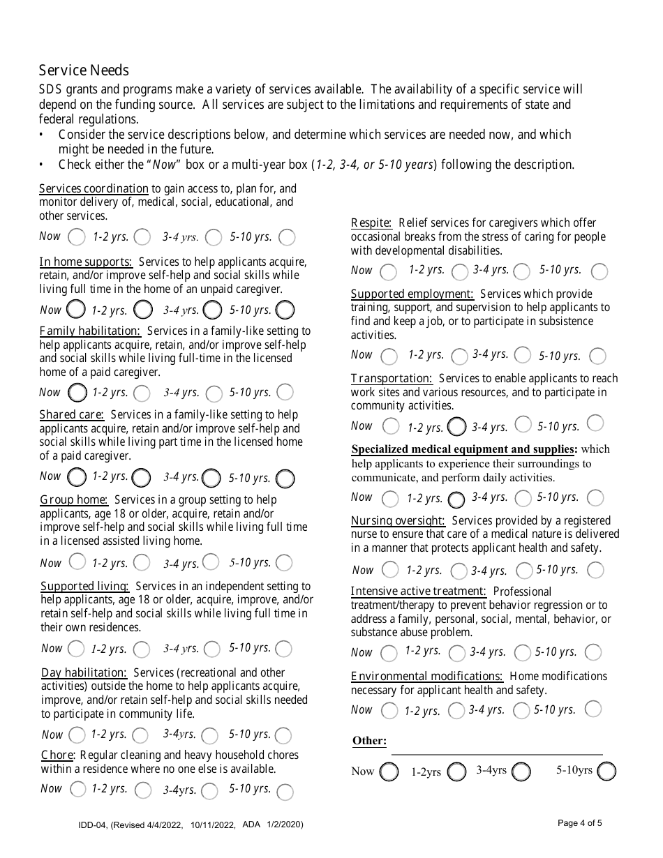 Form IDD-04 Developmental Disabilities (DD) Registration and Review - Alaska, Page 4