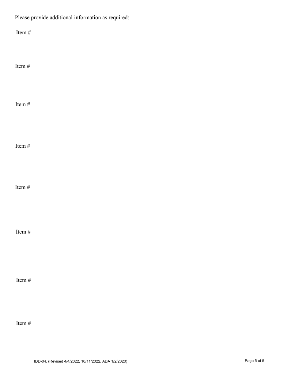 Form IDD-04 Developmental Disabilities (DD) Registration and Review - Alaska, Page 5