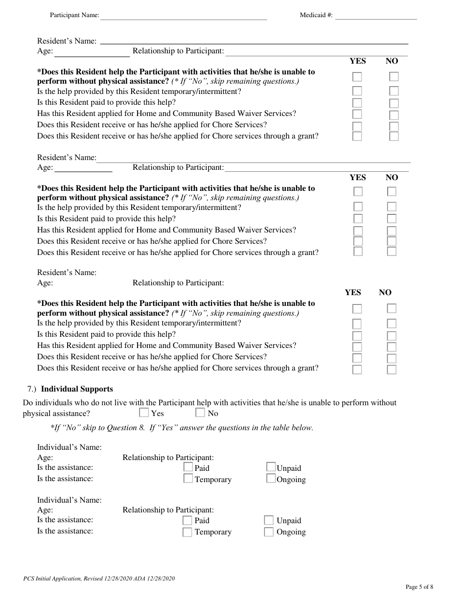 Form PCA-08 Personal Care Services Initial Application - Alaska, Page 5