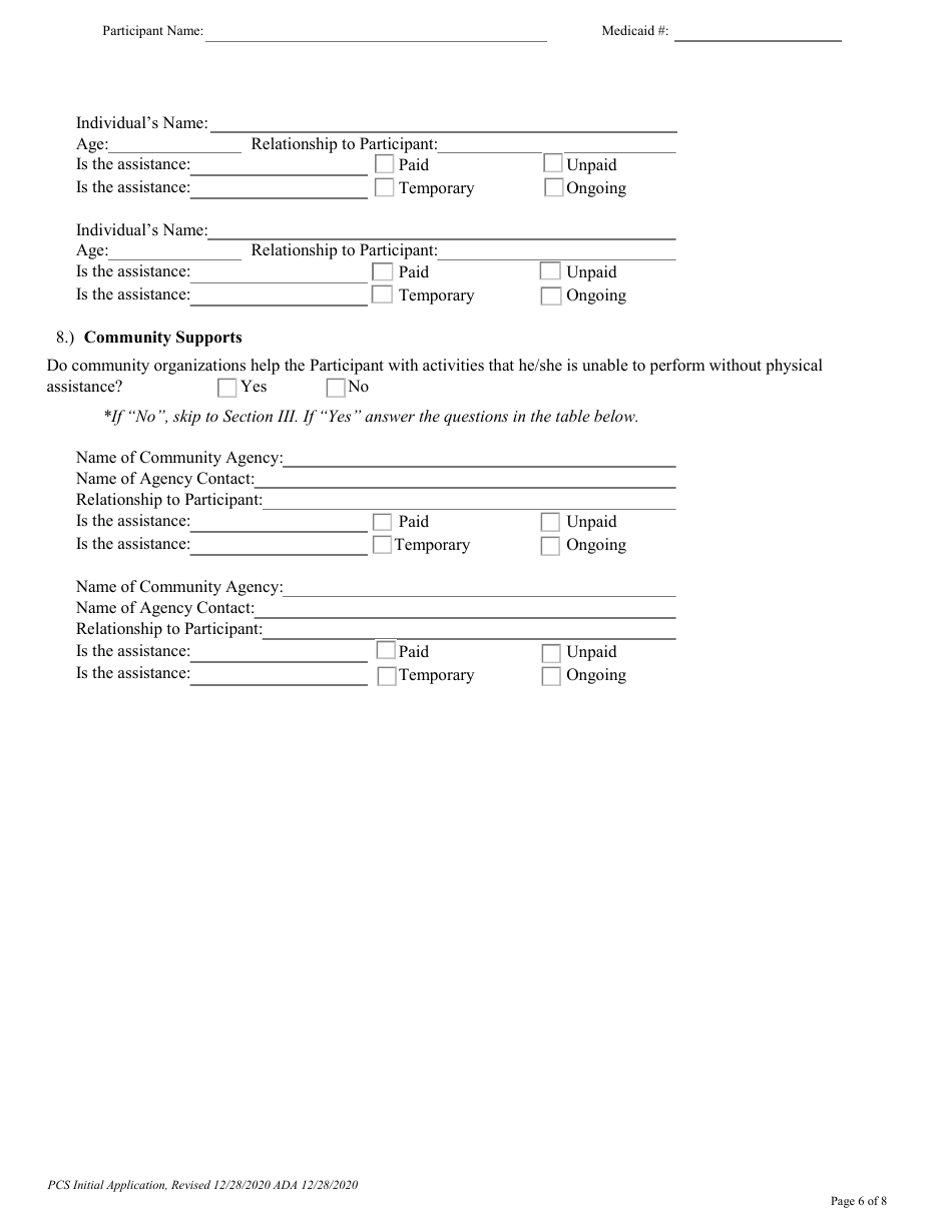 Form PCA-08 Personal Care Services Initial Application - Alaska, Page 6