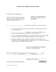 Document preview: Affidavit of Commanding Officer, Staff Judge Advocate, or Chief Legal Officer - Ohio
