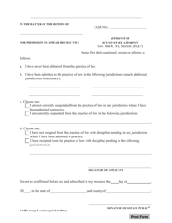 Document preview: Affidavit of Out-of-State Attorney - Ohio