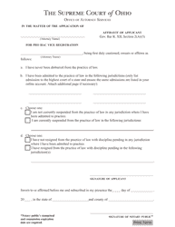 Document preview: Affidavit of Applicant - Ohio