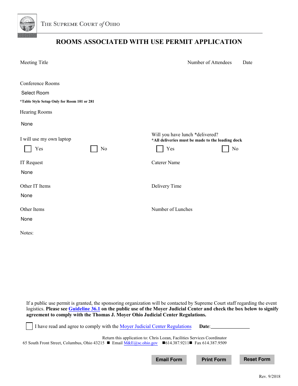 Thomas J. Moyer Ohio Judicial Center Public Use Permit Application - Ohio, Page 2