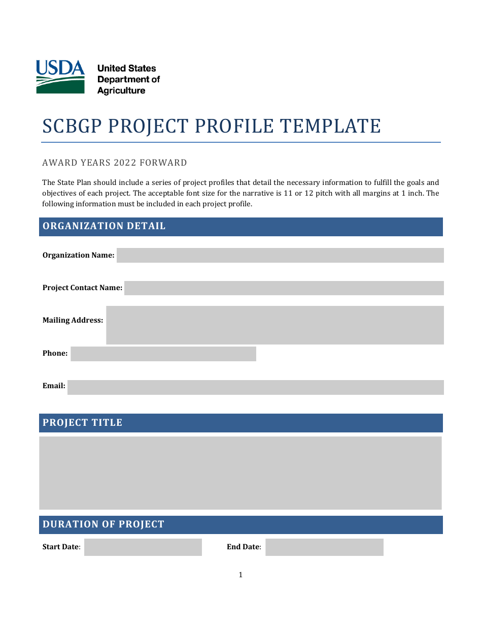 Scbgp Project Profile Template, Page 1