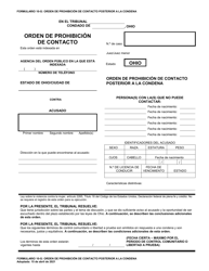 Formulario 10-G Orden De Prohibicion De Contacto Posterior a La Condena - Ohio (Spanish)