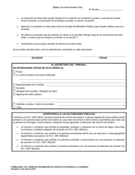 Formulario 10-G Orden De Prohibicion De Contacto Posterior a La Condena - Ohio (Spanish), Page 3