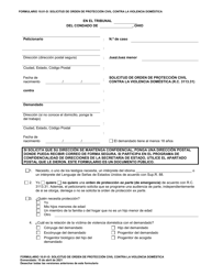 Formulario 10.01-D Solicitud De Orden De Proteccion Civil Contra La Violencia Domestica (R.c. 3113.31) - Ohio (Spanish)