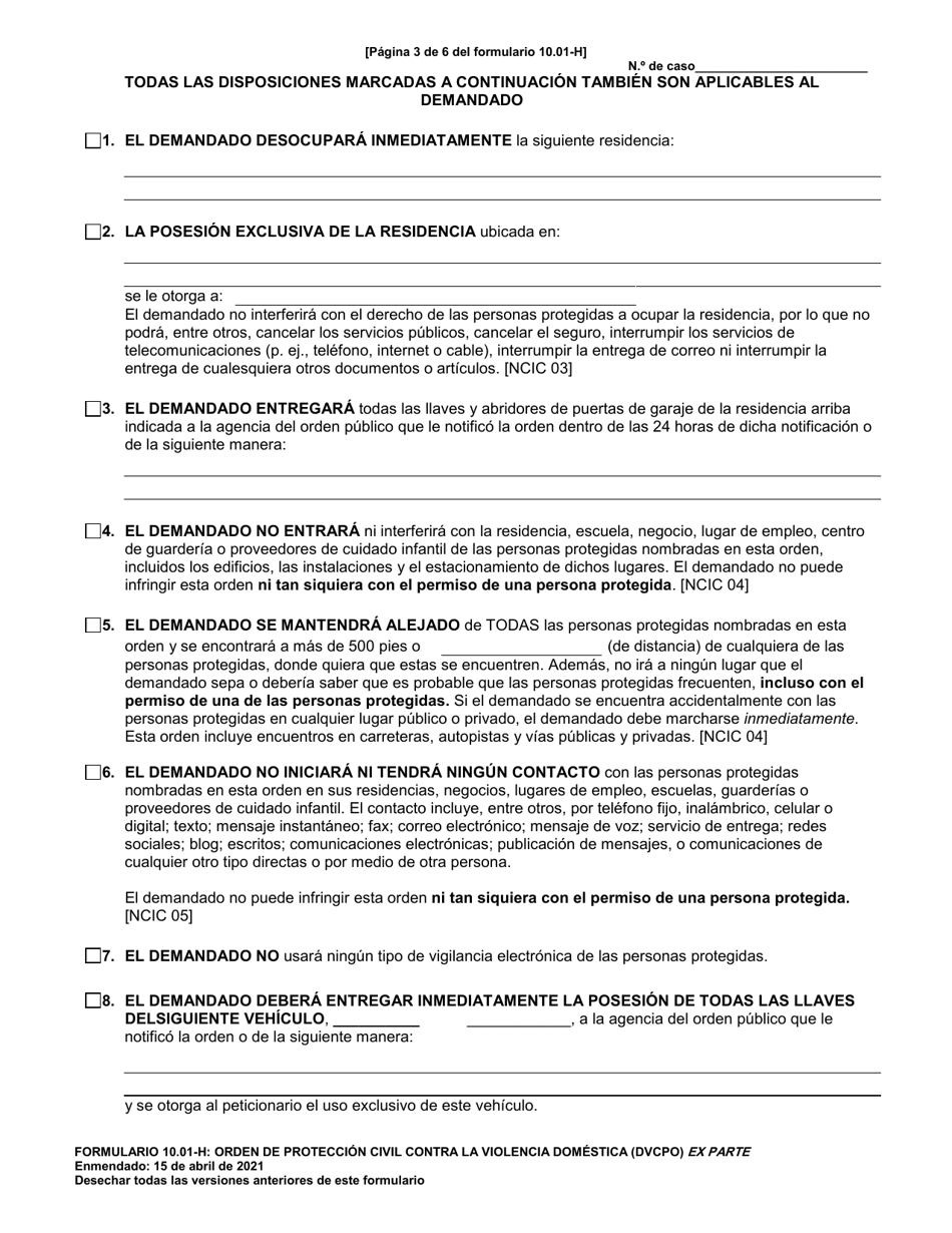 Formulario 10 01 H Download Printable PDF Or Fill Online Orden De 
