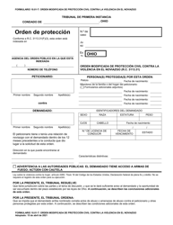 Formulario 10.01-T Orden Modificada De Proteccion Civil Contra La Violencia En El Noviazgo (R.c. 3113.31) - Ohio (Spanish)