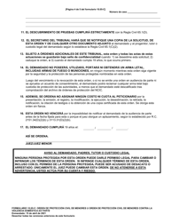 Formulario 10.05-C Orden De Proteccion Civil De Menores U Orden De Proteccion Civil De Menores Contra La Violencia Domestica Ex Parte (R.c. 2151.34 O 3113.31) - Ohio (Spanish), Page 4