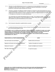 Form 10.05-B Petition for Juvenile Civil Protection Order or Juvenile Domestic Violence Civil Protection Order (R.c. 2151.34 and 3113.31) - Ohio (French), Page 4