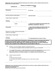 Document preview: Formulario 10.03-D Solicitud De Orden De Proteccion Civil Contra El Acoso U Orden De Proteccion Civil Contra Delitos De Indole Sexual - Ohio (Spanish)