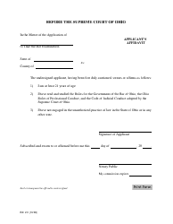 Document preview: Form BX:2.0 Applicant's Affidavit for Application to Take the Bar Examination - Ohio