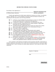 Document preview: Request for Military Spouse Admission - Ohio