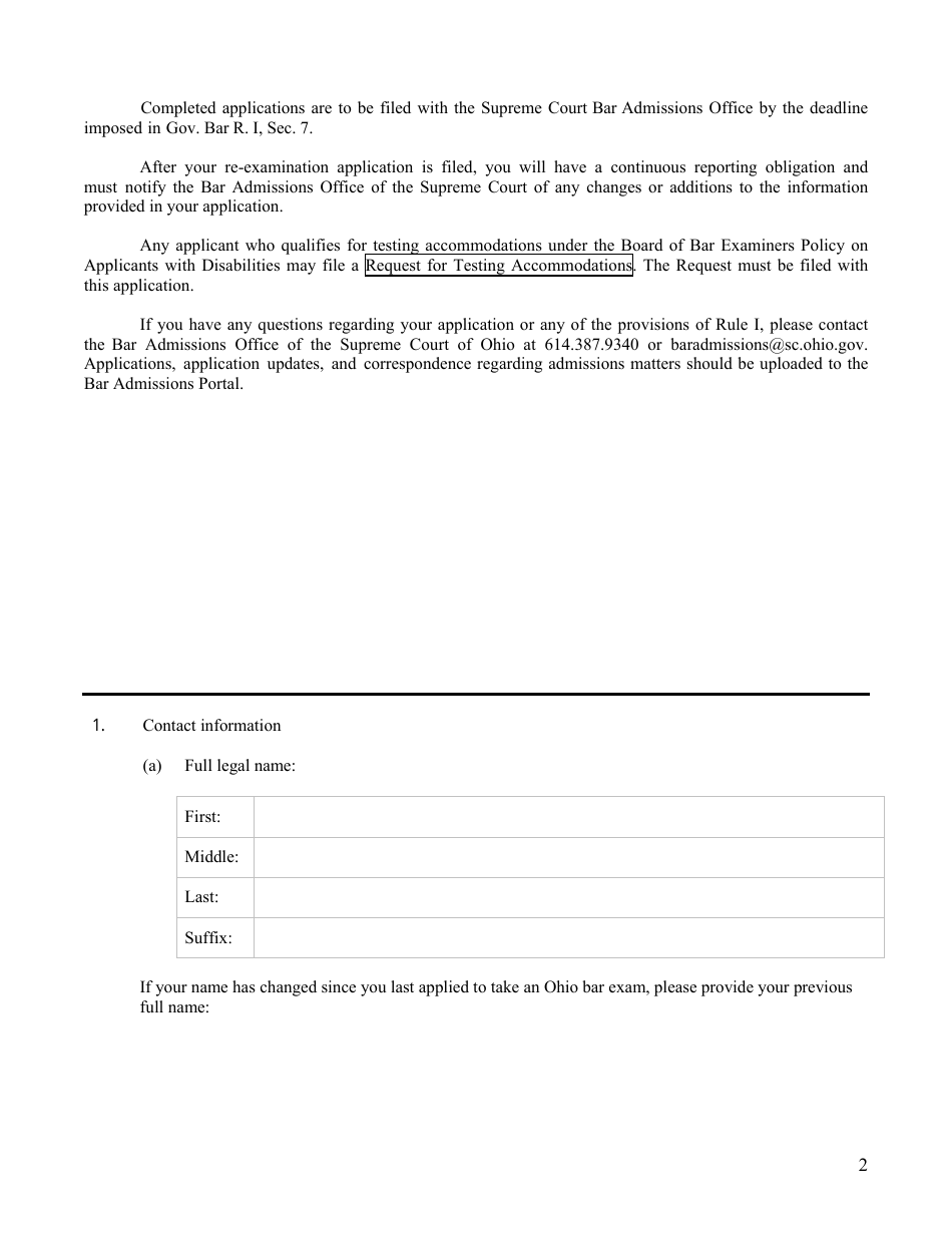 Re-examination Character Questionnaire - Ohio, Page 2