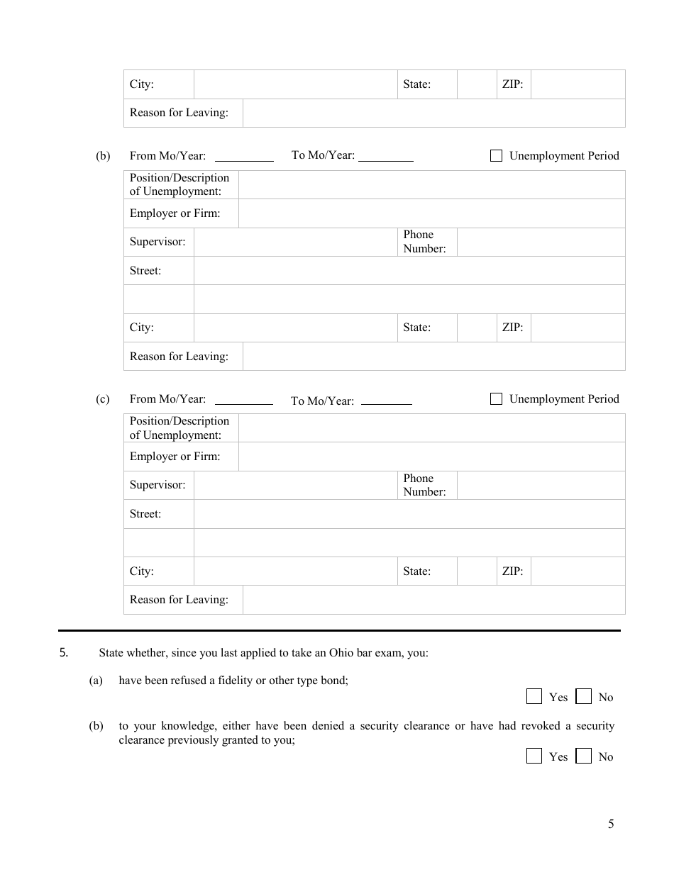 Re-examination Character Questionnaire - Ohio, Page 5