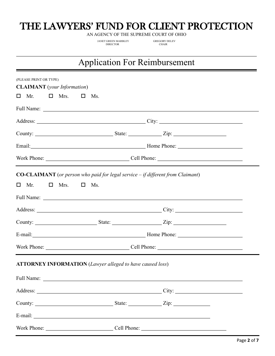 Application for Reimbursement - Lawyers Fund for Client Protection - Ohio, Page 2